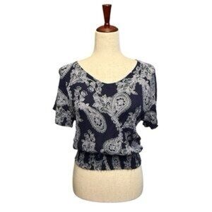 Paper Crane Navy and White Paisley Blouse